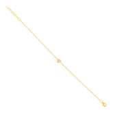 0.04ct 14k Yellow Gold Diamond Pave Heart Bracelet